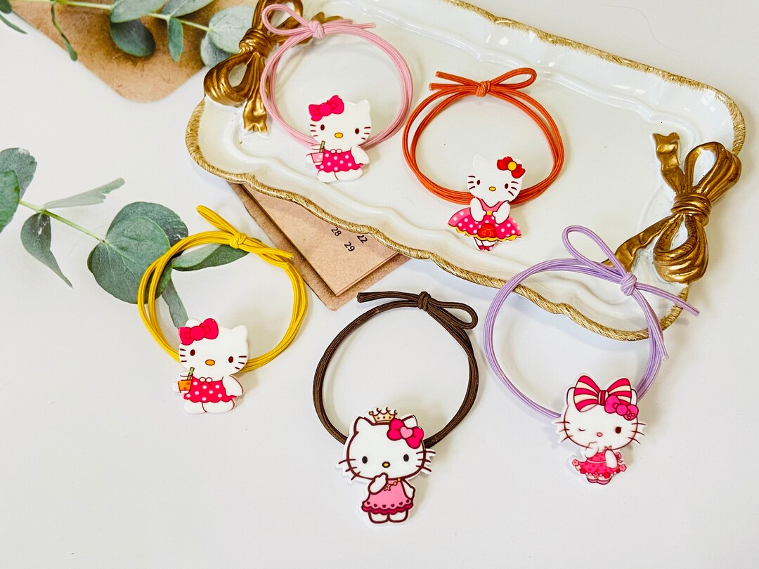 5pcs Set Cute Kitty Cat Hair Ties Ponytail Holder Women Kids Etsy