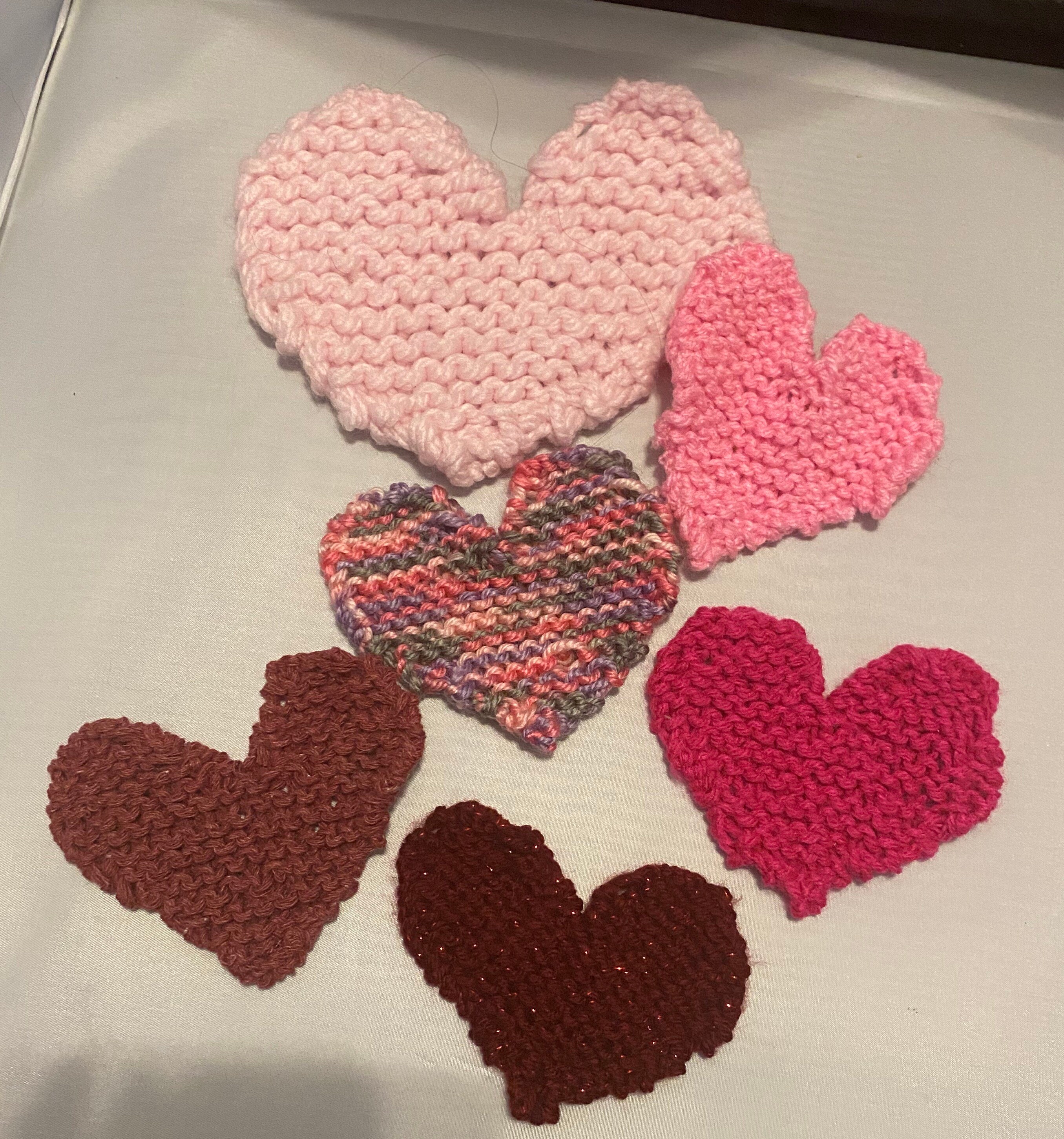 Knit heart coasters set of 6 Etsy