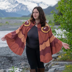 Emperor Moth Cloak Cape Shawl for Ren Faire, LARP, Cosplay, Halloween Costume, Butterfly Costume, Fairy Wings, Handmade Accessory