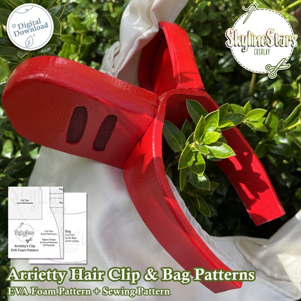 Arrietty Hair Clip & Bag Blueprint / Sewing Pattern, Cosplay Pattern, DIY Sewing, Cosplay Blueprint, Studio Ghibli Cosplay, Sewing Clip