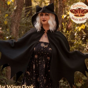 Bat Wings Cloak, Handmade Fleece Cloak for Ren Faire, LARP, Cosplay, Cottagecore Accessory, Cloak, Halloween, Goth Accessory