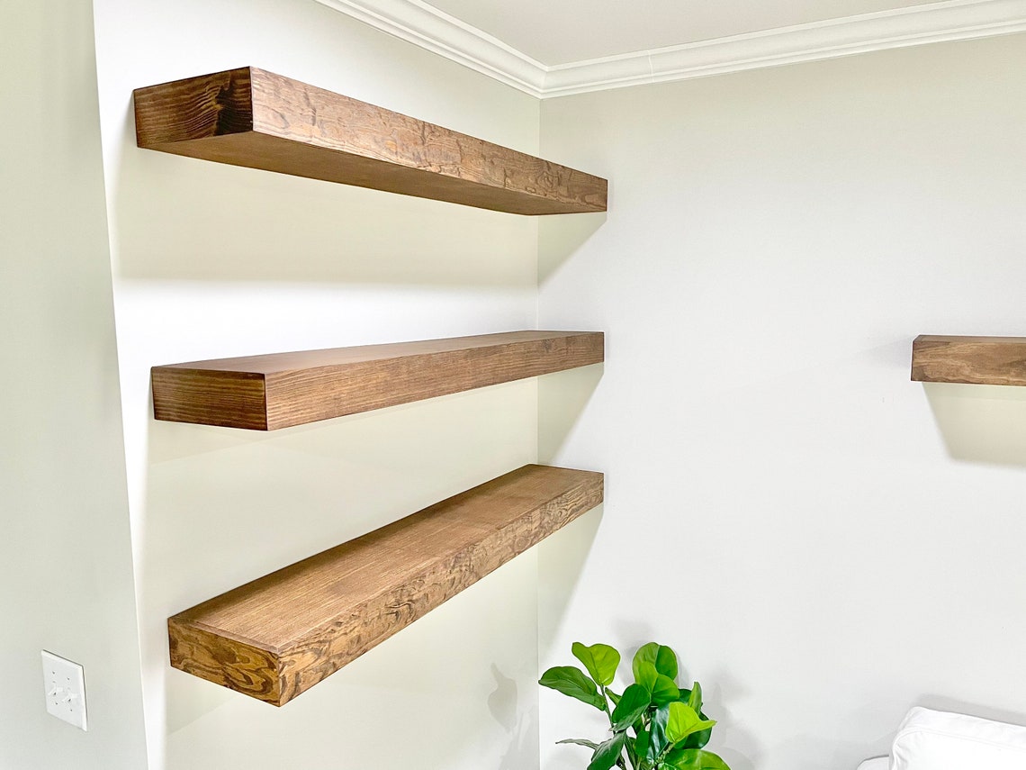 3 Thick Shelf Wood Floating Shelf Floating Shelf Wood Etsy