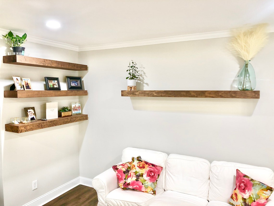 3 Thick Shelf Floating Shelf Wood Shelf Wood Shelf Wooden Etsy