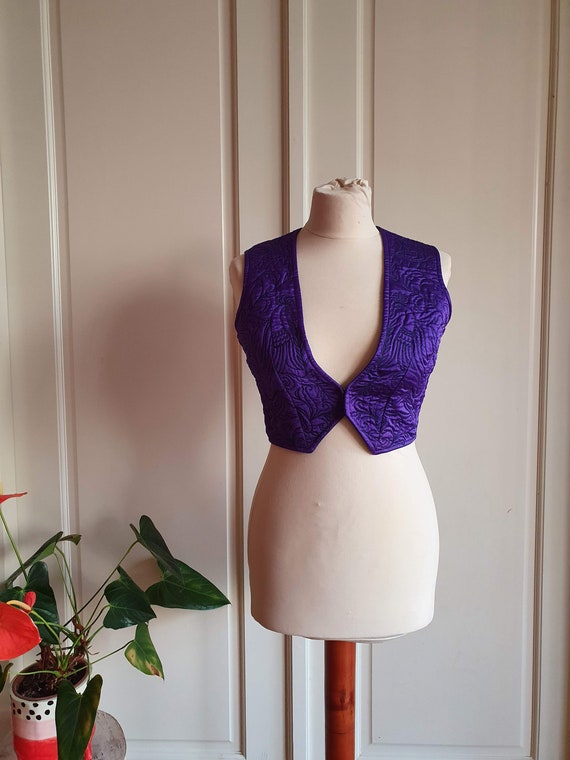 Beautiful Purple Vintage Silk Embroidered Waistcoa