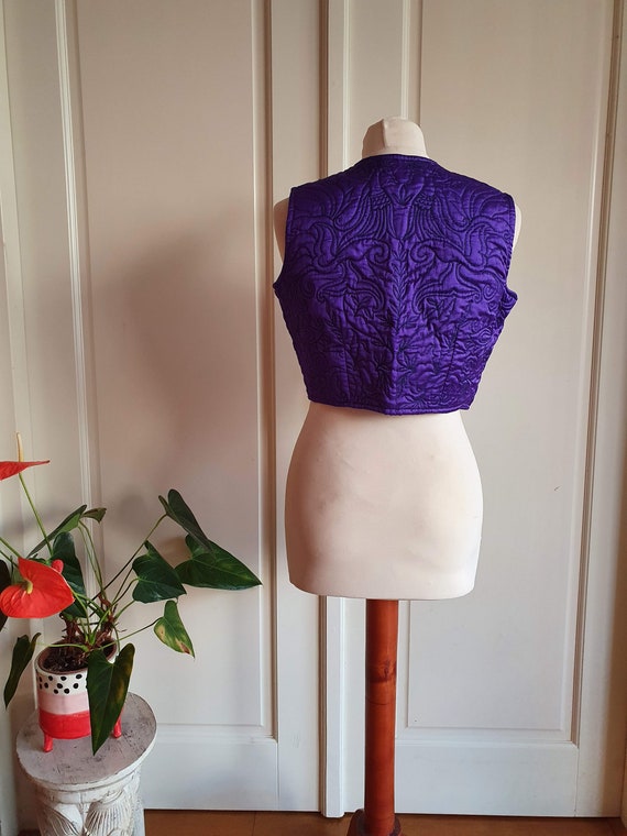 Beautiful Purple Vintage Silk Embroidered Waistco… - image 6