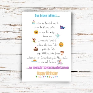 Geburtstagskarte lustiger Spruch Affirmation Geschenkkarte  Grußkarte Karte mit Spruch und Emoji