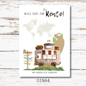 Karte XXL Rente Wohnmobil Reisen Ruhestand Rentner Abschied Rente Kollege Postkarte Grußkarte Geschenkkarte DINA4