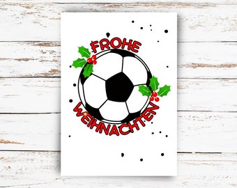 Fußball Weihnachtspostkarte Weihnachtskarte Weihnachtsgrüße Frohe Weihnachten Postkarte Geschenkkarte für Fußballer