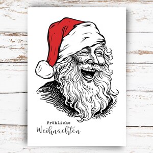 Weihnachtskarte Weihnachtsmann Grußkarte Geschenkkarte Lachender Weihnachtsmann