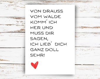 Valentinstag Postkarte Liebe Karte Spruch Liebeserklärung Liebe Spruch "Ich liebe Dich"
