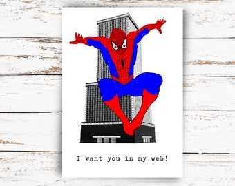 Valentinstag Postkarte Karte Verliebte ähnlich Spiderman Liebeserklärung Spruch Grußkarte Geschenkkarte