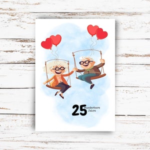 Karte 25. Hochzeitstag Silberhochzeit Postkarte