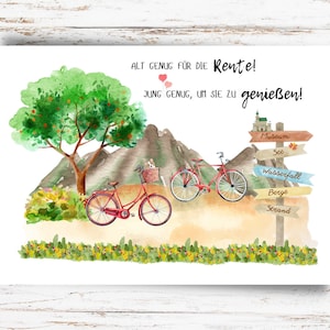 Card pension bicycle cyclist DINA6 retirement pension pensioner farewell pension colleague postcard greeting card gift card