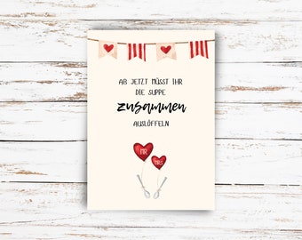 Hochzeitskarte Postkarte Hochzeit Grußkarte Grußkarte Hochzeitskarte Karte mit Spruch