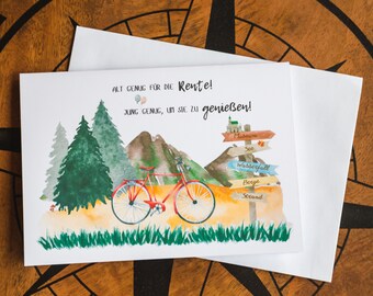 Retirement card, bicycle, cyclist, racing bike, DIN A6 folding card, retirement, pensioner, farewell, colleague, greeting card, gift card including envelope