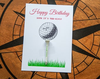 Golf Geburtstagskarte mit Tee Grußkarte Golfsport Geschenkkarte Postkarte Golfer Geburtstagsgrüße Golfgeschenk mit Golftee TEE-RIFIC