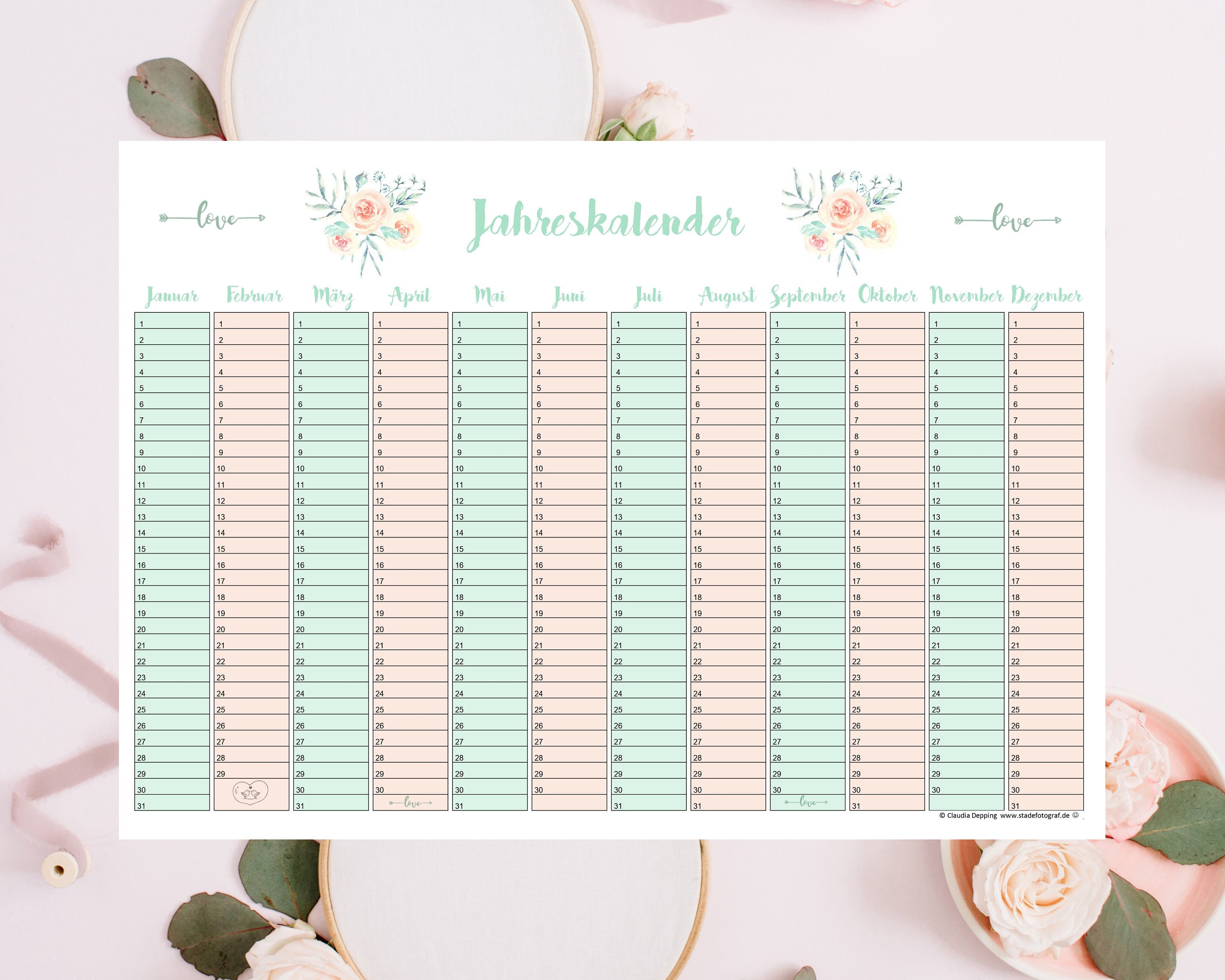 Kalender immerwährend DINA4  Etsy