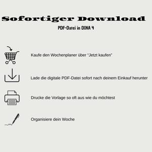 Puede incluir: Gr&aacute;fico de descarga digital con instrucciones en alem&aacute;n. El texto dice "Sofortiger Download" y "PDF-Datei in DINA 4". Incluye iconos para un carrito de compras, descarga, impresora y bol&iacute;grafo, con instrucciones.
