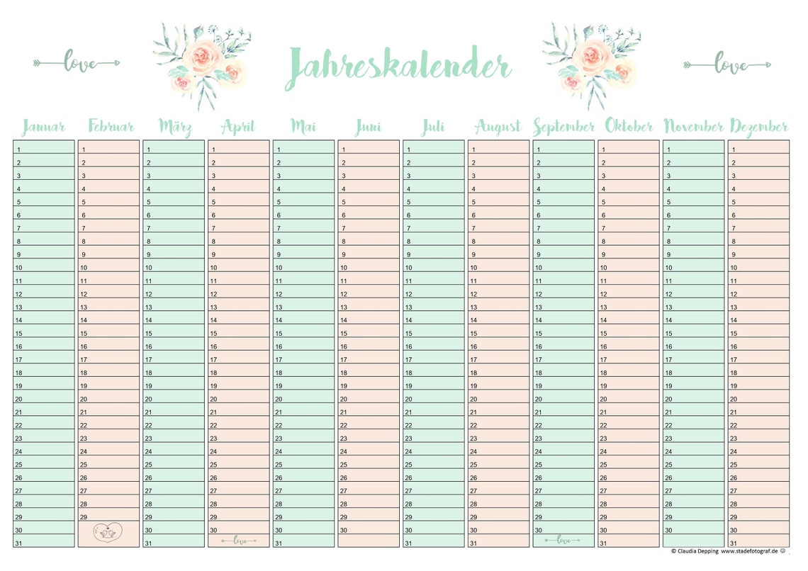Kalender immerwährend DINA4  Etsy