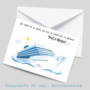 Karte Kreuzfahrt Gute Reise Gutschein Geldgeschenk Klappkarte A6 Glückwünsche Geschenkkarte Kreuzfahrtschiff