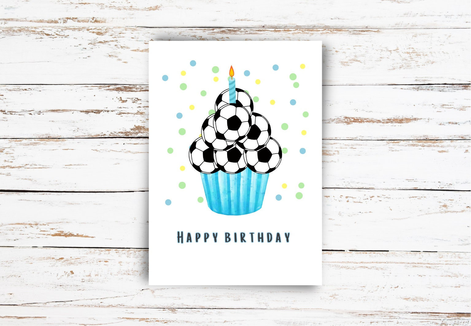 WHITE COTTON CARDS Fußball "Happy Birthday" Karte – 16x16 Cm, Handverziert, Mit Umschlag
