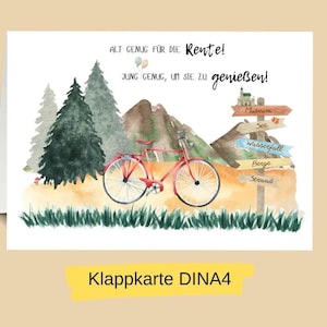 Rente Klappkarte A4 XXL Ruhestand Fahrrad Rennrad Fahrradfahrer Rentner Abschied Rente Kollege Postkarte Grußkarte Geschenkkarte