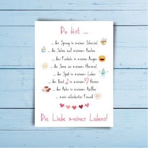 Karte Valentinstag Hochzeitstag Jahrestag Liebe Geschenkkarte "Du bist die Liebe meines Lebens"