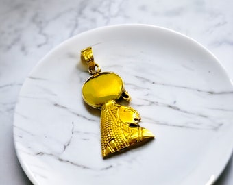 Gold Goddess Sekhmet Pendant Necklace, Egyptian Jewelry, Gift For Men and Women