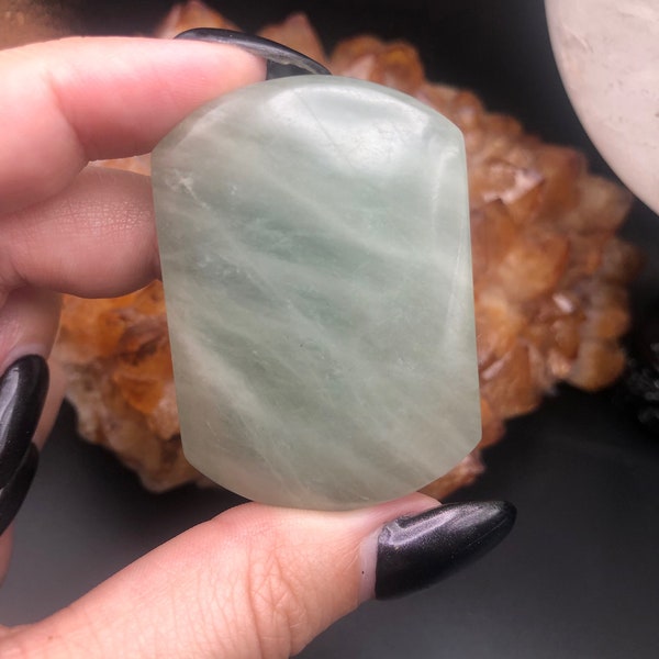 Aquamarine Palm Stone - Aquamarine Pocket Stone - Aquamarine Worry Stone - Natural Crystal Polished Palm Stone