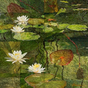 Water Lilies - Painting Print of Water Lilies on Lake