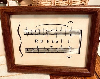 Personalized Name Melody Sheet Music Art: Unique Handwritten Gift