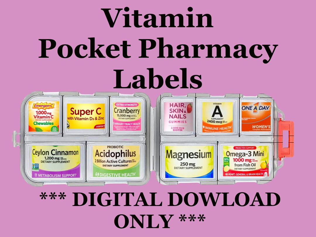 Pocket Pharmacy Vitamin Labels Over 180 Etsy
