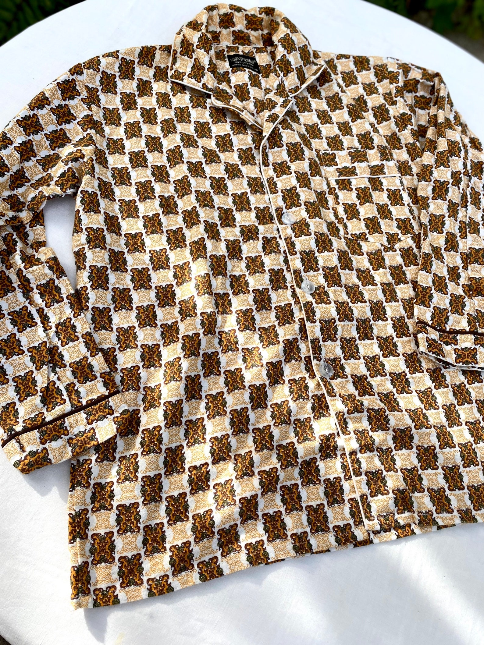 1950s Hadway Men's Vintage Flannel Pajamas Medallion 50s | Etsy