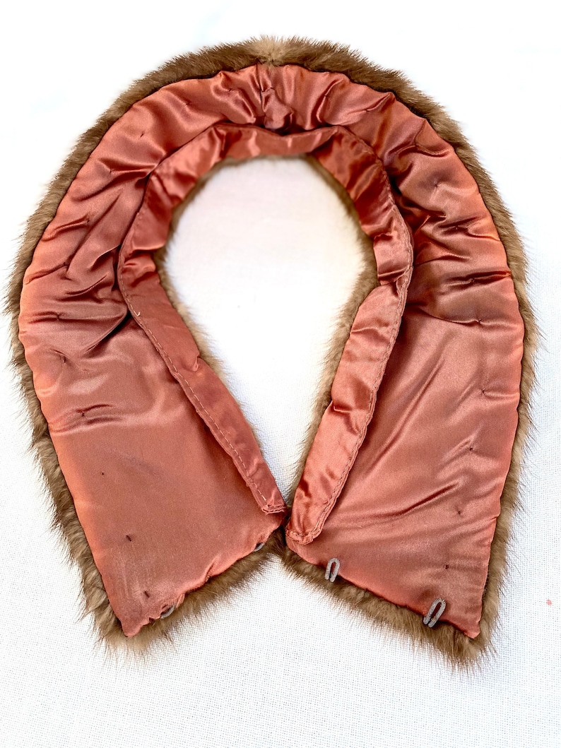 Mink Collar 1950s Vintage Classic Satin Lined Hand Made
