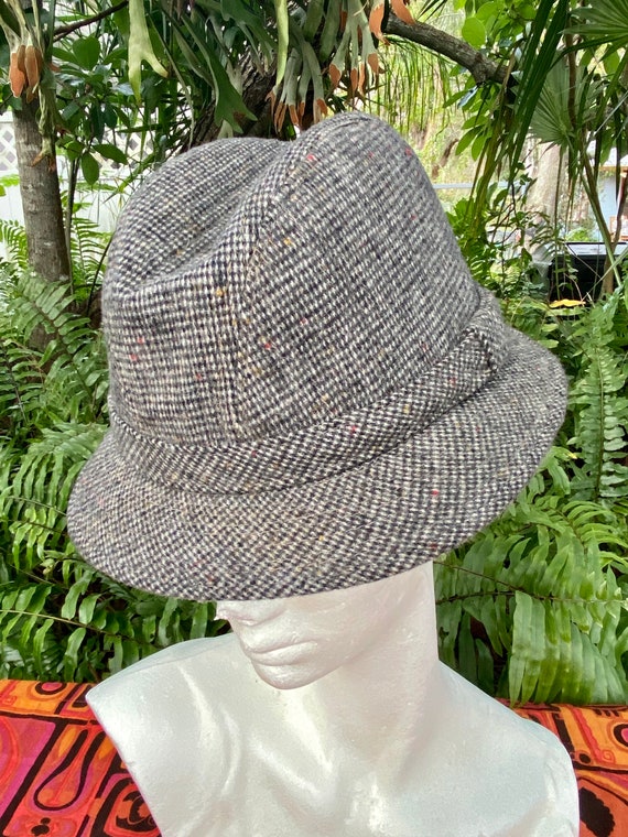 Vintage Stetson Fedora Tweed Wool Hat 
