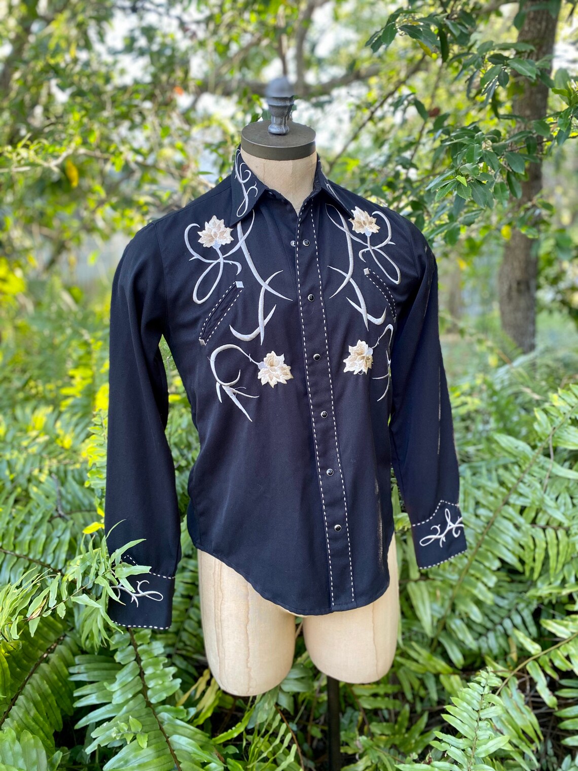 Vintage Embroidered Western Shirt Roper Denver Colorado Label Etsy