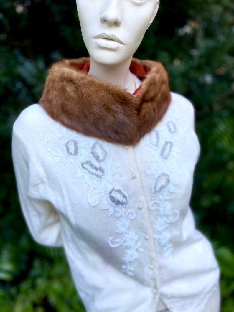 Mink Collar 1950s Vintage Classic Satin Lined Hand Made