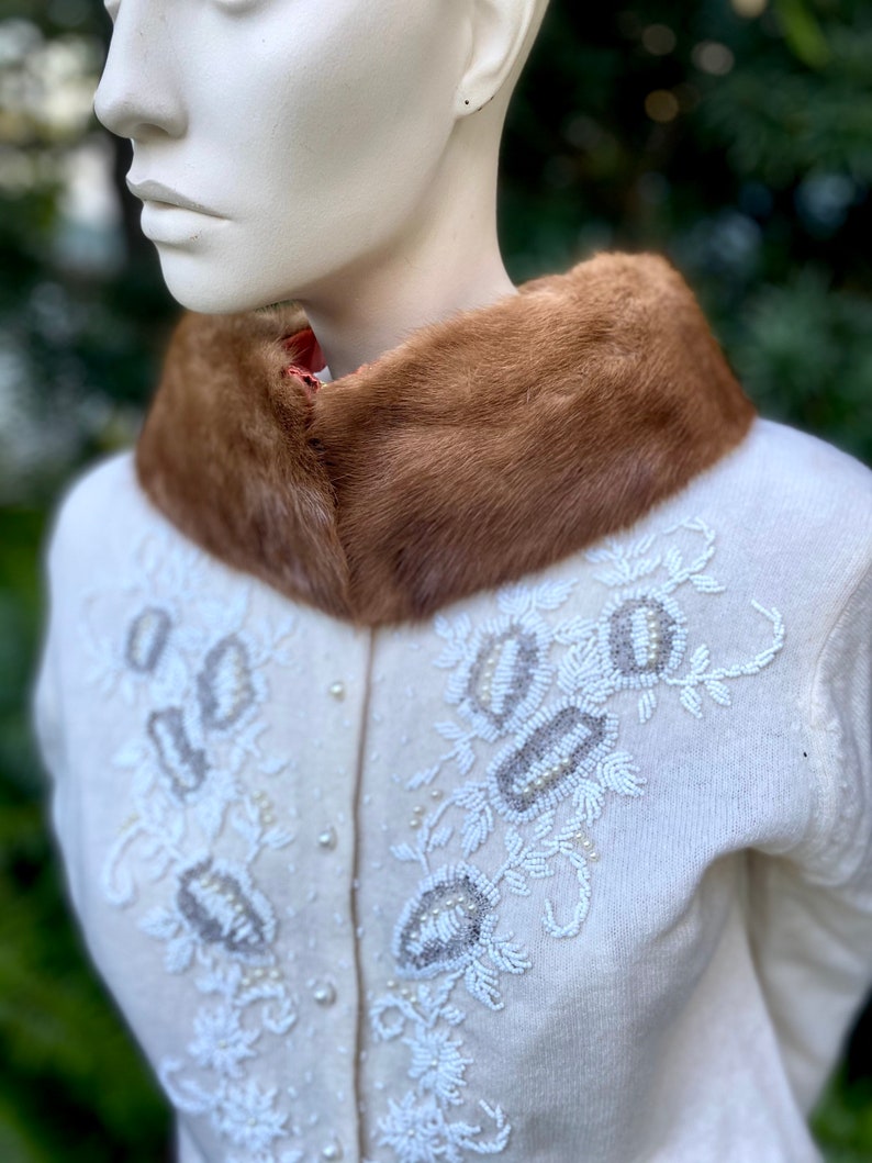 Mink Collar 1950s Vintage Classic Satin Lined Hand Made