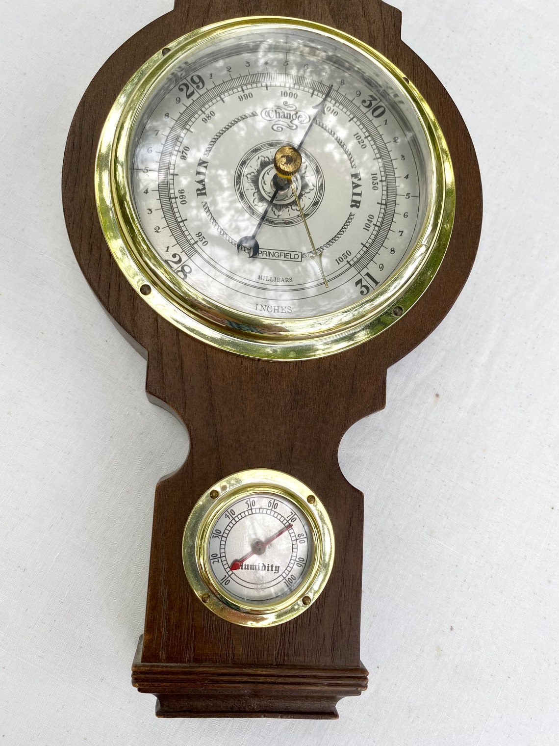 Vintage Springfield Barometer Thermometer Humidity Weather Etsy