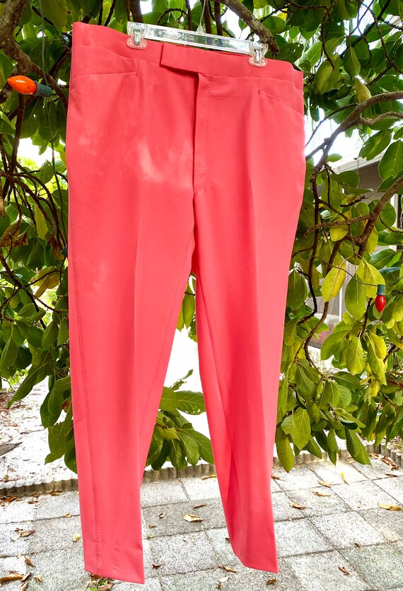 Big Man Pink Polyester Pants Vintage 