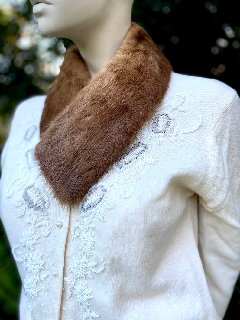 Mink Collar 1950s Vintage Classic Satin Lined Hand Made