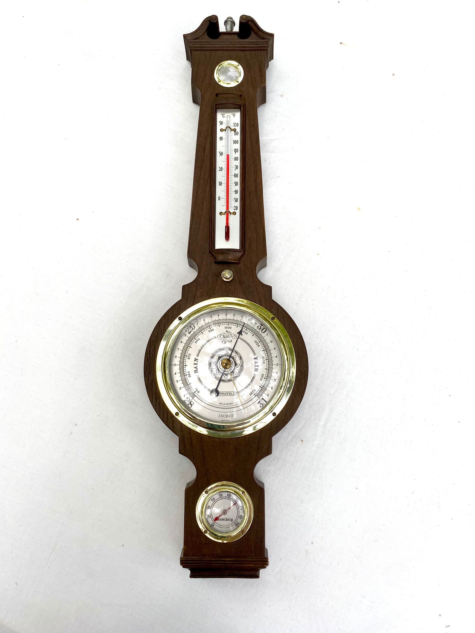 Vintage Springfield Barometer Thermometer Humidity Weather Etsy