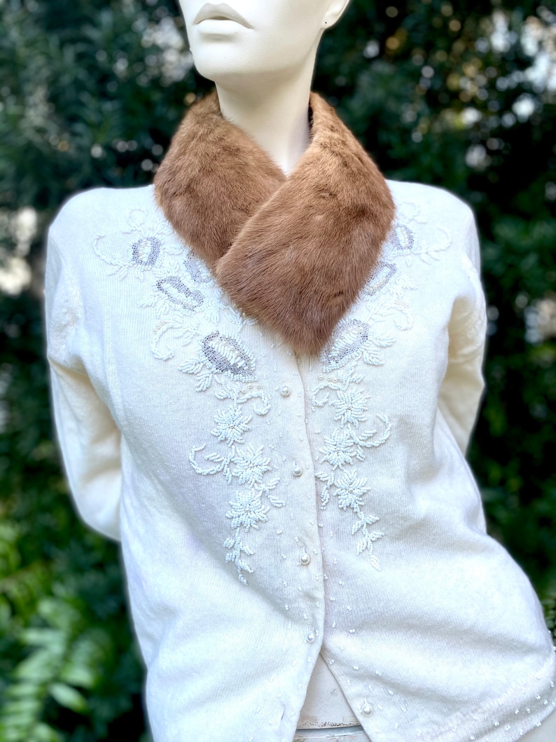 Mink Collar 1950s Vintage Classic Satin Lined Hand Made