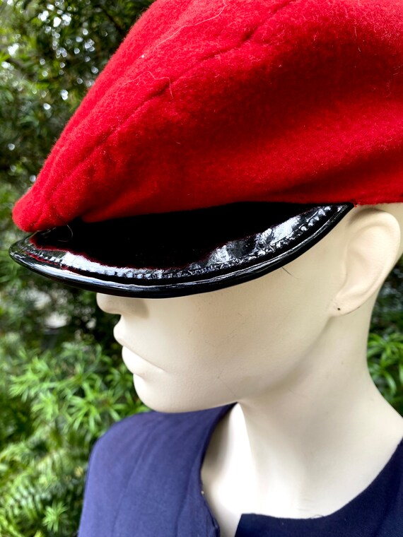 1970s Newsboy Cap Vintage Red Wool 
