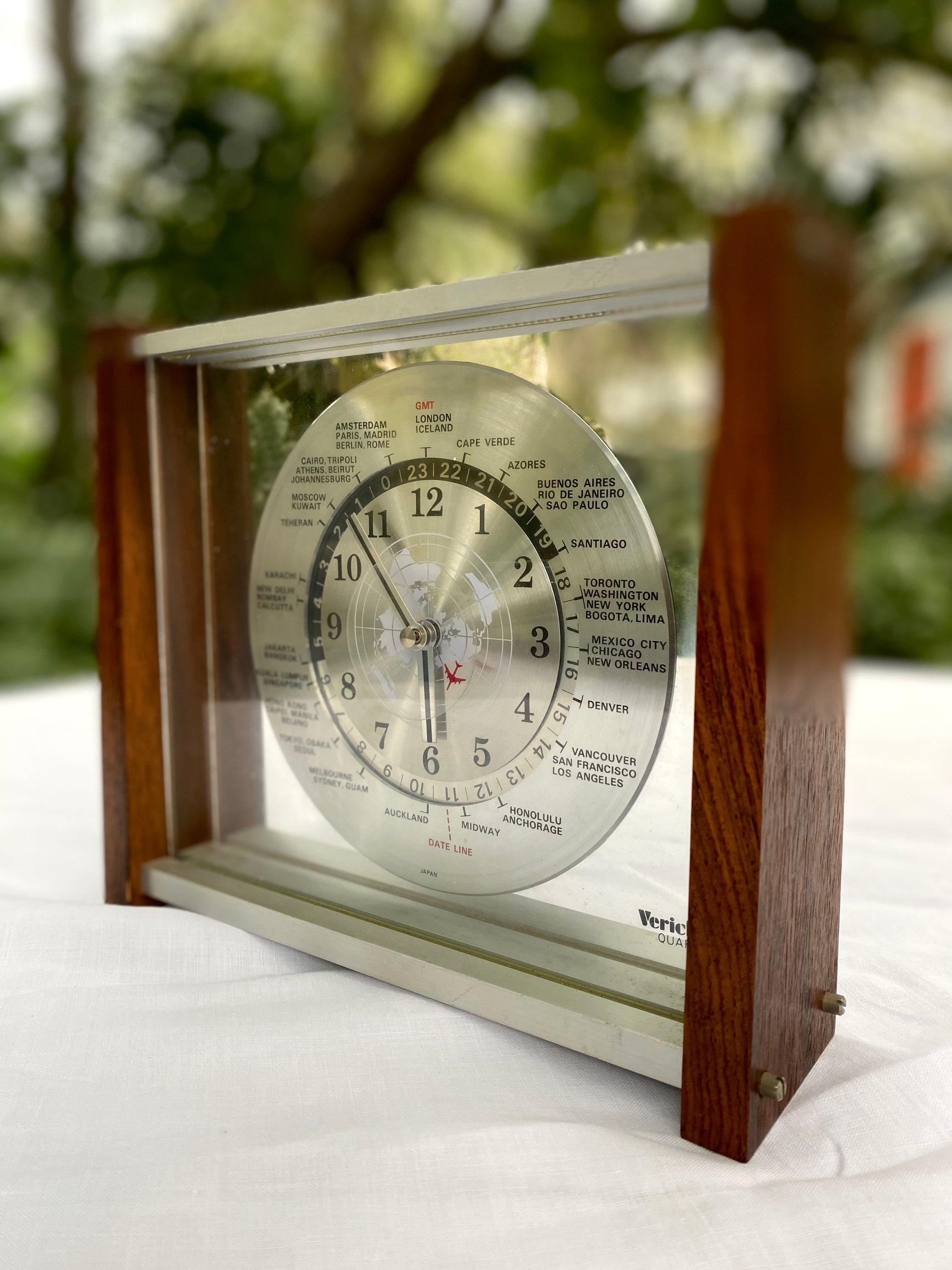 Vintage Verichron Quartz Clock World Time 1960s Japan Red Jet Etsy