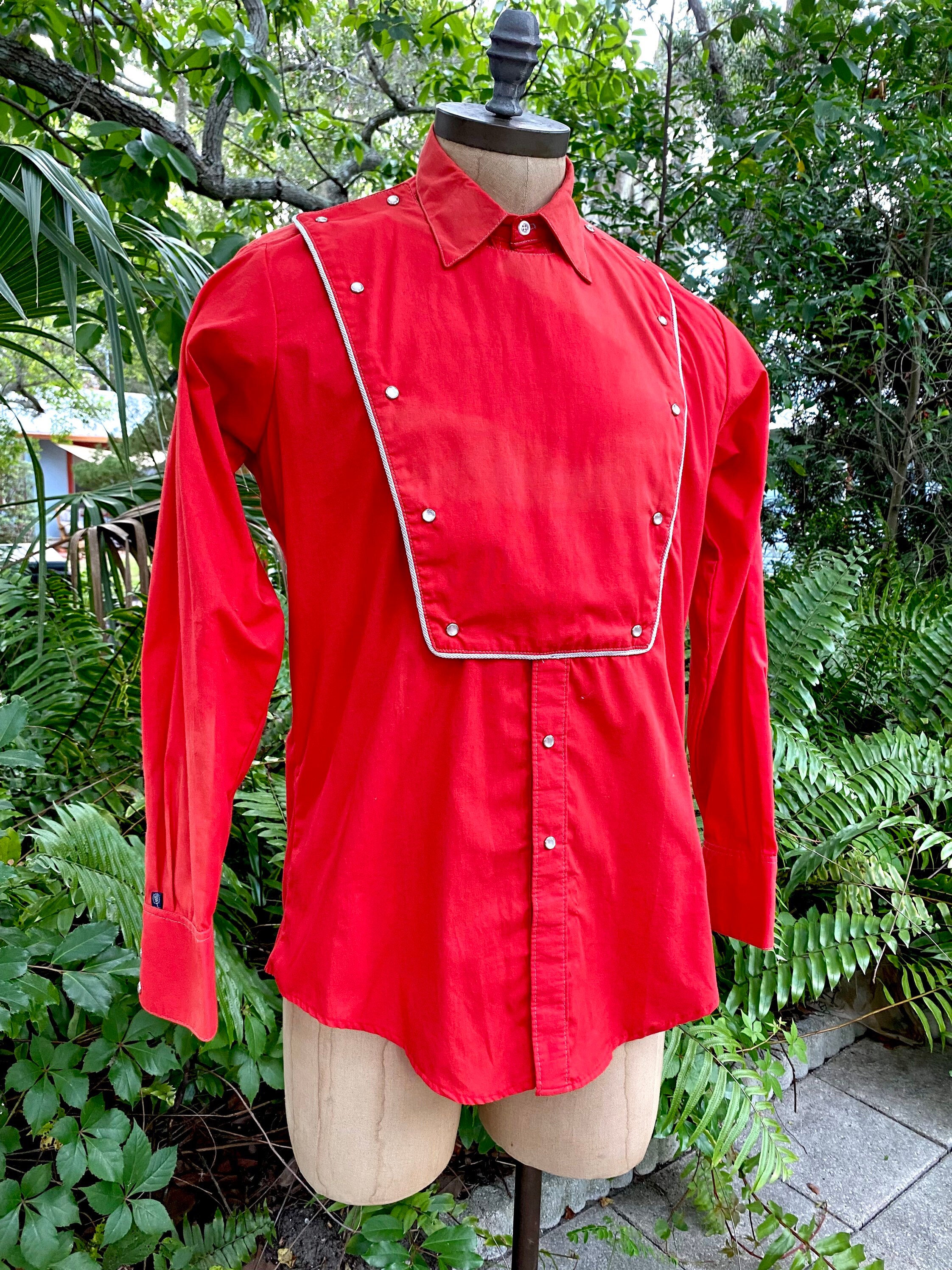 Vintage Cowboy Calvary Shirt Yoke Front Rot und Grau Piping Etsy