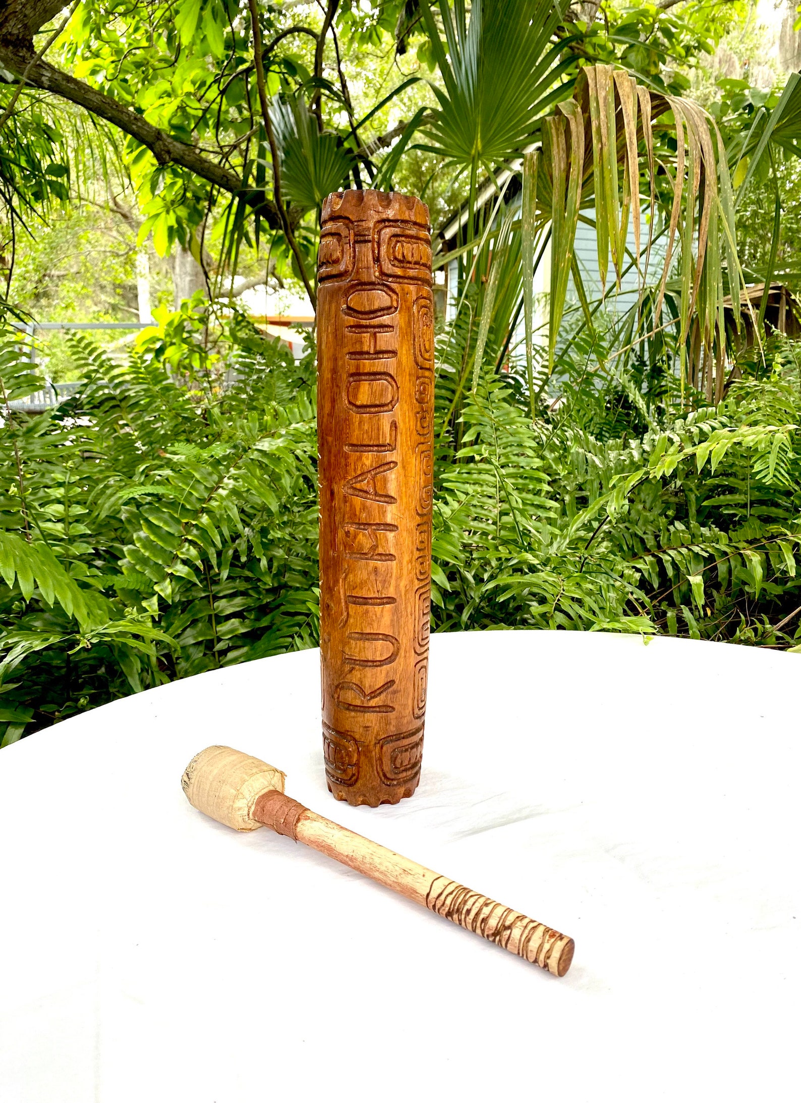 Vintage Hawaiian Hand Carved Wooden Percussion Instrument Tiki Etsy