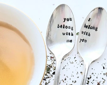 I belong with you,you belong with me vintage silver plated teaspoon,gift for mom,gift for daughter,gift for hurting,gift for her