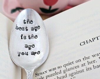 Handstamped Vintage Silver Plated Teaspoon, birthday spoon, gift for friend, gift for father, gift for mother,birthday gift,birthday spoon