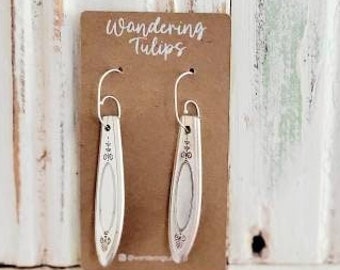 Elegant and gorgeous silver plated vintage earrings,spoon earrings,one of a kind earring,unique earring,upcycled earring,gift for daughter